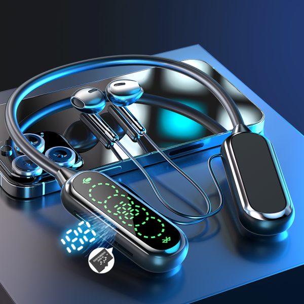 HiFi Surround Sound Dual-Driver Neckband Bluetooth Earphones with HD Karaoke Mic, Smart Digital Display, 50-Hour Playtime, Bluetooth 5.4, IPX5 Waterproof, TF Card Slot & Type-C Fast Charging, 4-Button Control - Image 9