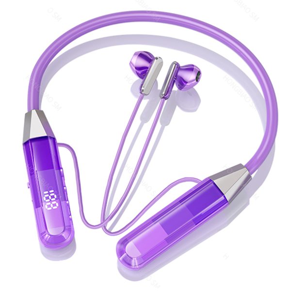 5.3 Wireless Bluetooth Neckband Headphones - Dubbed Heavy Bass Stereo Surround Hlsten Sound, Karaoke Ear Monitor, Crystal Digital Display, 50-Hour Battery Life, Lag-free Gaming, HD Call Noise Cancellation - Image 6