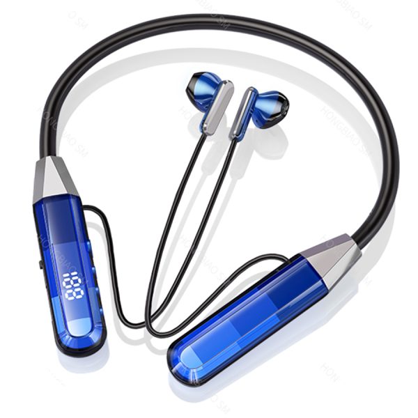 5.3 Wireless Bluetooth Neckband Headphones - Dubbed Heavy Bass Stereo Surround Hlsten Sound, Karaoke Ear Monitor, Crystal Digital Display, 50-Hour Battery Life, Lag-free Gaming, HD Call Noise Cancellation