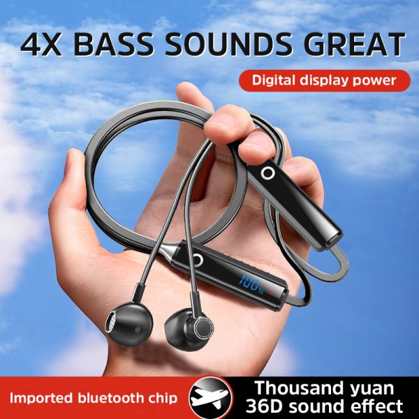 Lightweight Neckband 5.3 Bluetooth Headphones with Unshakeable Sport Fit, 36D Cinema-grade Surround Sound, Ultra-long Standby, and LED Display - Image 4