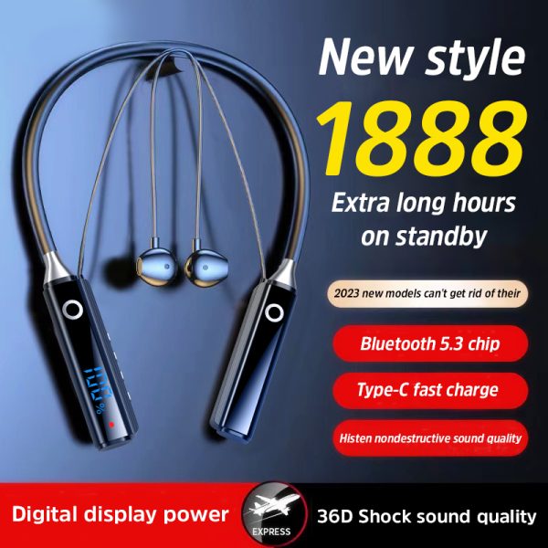 Lightweight Neckband 5.3 Bluetooth Headphones with Unshakeable Sport Fit, 36D Cinema-grade Surround Sound, Ultra-long Standby, and LED Display - Image 5