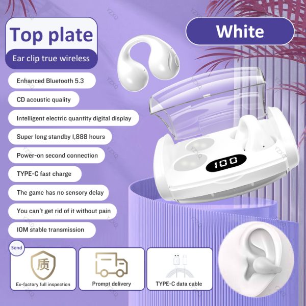 Clip-On Bluetooth Earphones 5.3 - Cinema-Grade HIFI Sound, Smart Noise Cancellation, Long Battery Life, IP54 Waterproof, Apple/Android Compatible, Low Latency Gaming, Pain-Free Comfort Fit, Secure for Sports - Image 13