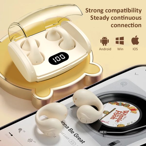 Clip-On Bluetooth Earphones 5.3 - Cinema-Grade HIFI Sound, Smart Noise Cancellation, Long Battery Life, IP54 Waterproof, Apple/Android Compatible, Low Latency Gaming, Pain-Free Comfort Fit, Secure for Sports - Image 14