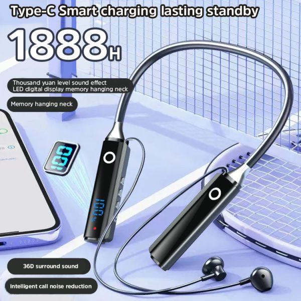 Lightweight Neckband 5.3 Bluetooth Headphones with Unshakeable Sport Fit, 36D Cinema-grade Surround Sound, Ultra-long Standby, and LED Display - Image 7