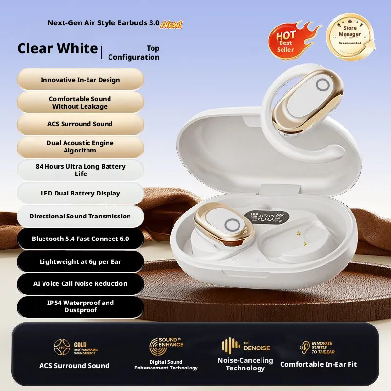 735y Open-Ear Bluetooth Headphones: 6g Ultra-Light Comfort, 999H Playback, HiFi Sound, ENC Cancelling & IP54 Waterproof - Image 4