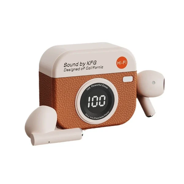 Q86 Bluetooth 5.4 TWS In-Ear Earbuds with Retro Camera LED Display, ENC Call Noise Reduction, Long Battery Life Stereo Sound